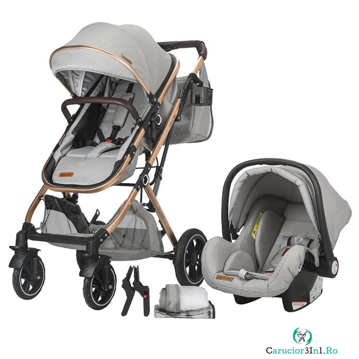 Carucior 3 in 1 ultracompact Coccolle Ravello, Moonlit Grey la 1,199.99 lei ron