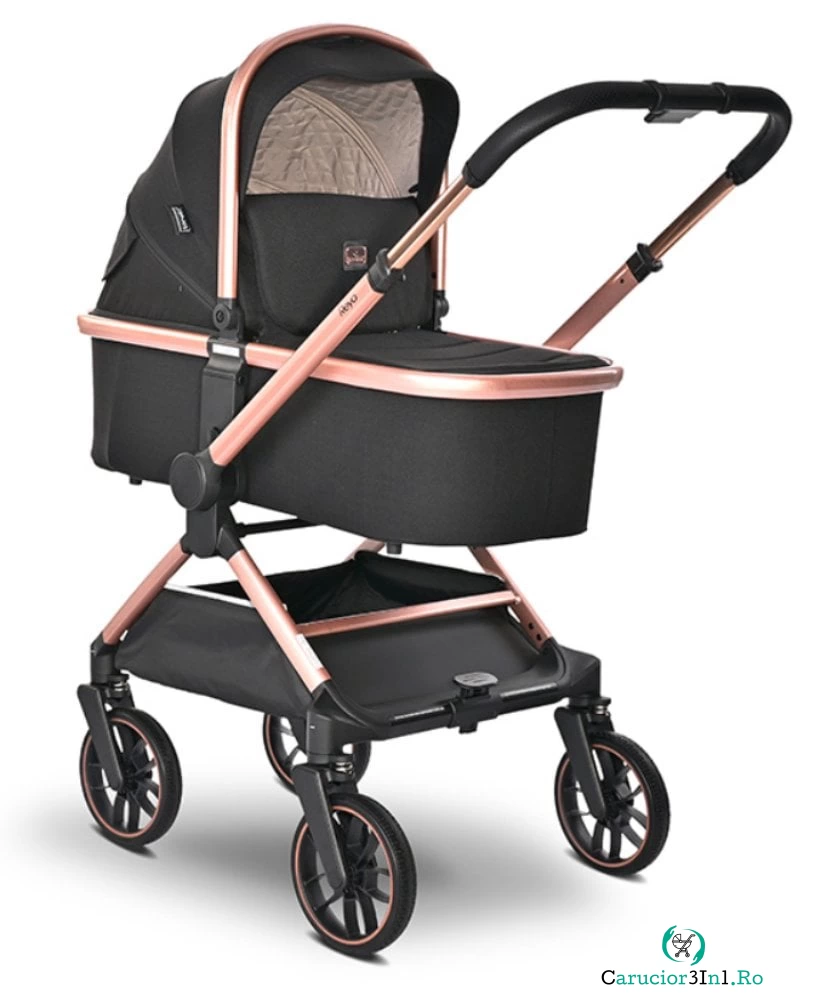 Carucior 3 in 1, Lorelli Reya, maner reversibil, pana la 22 kg, Black Jasper la 2,929.99 lei ron