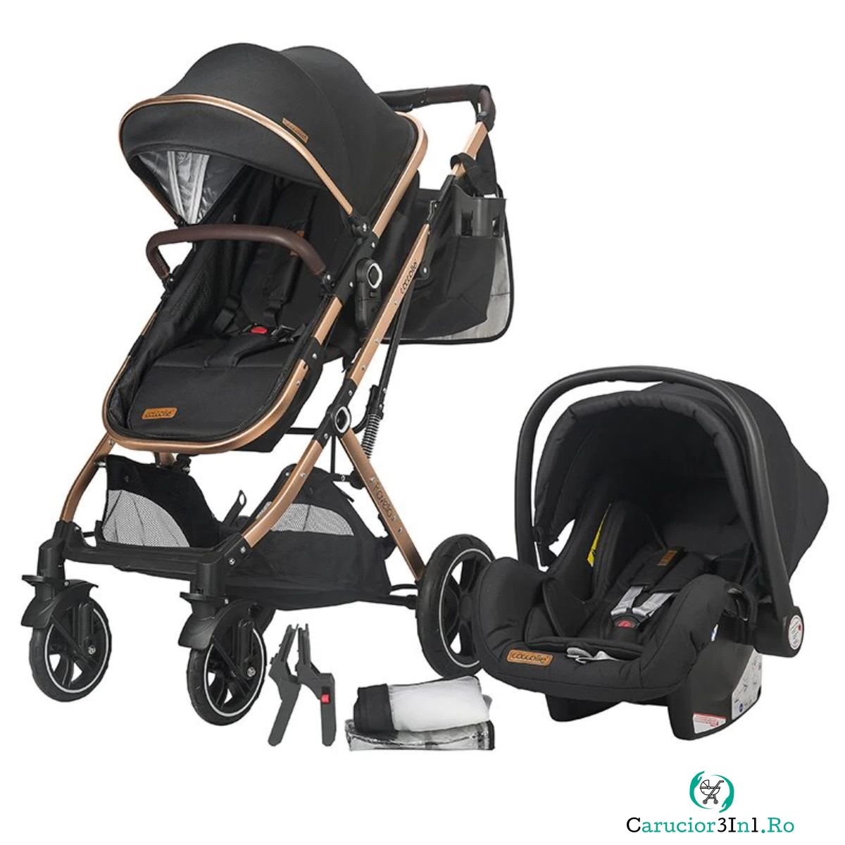 Carucior 3 in 1 ultracompact Coccolle Ravello, Diamond Black
